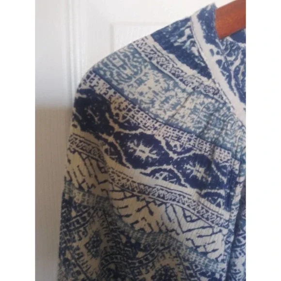 Chaps Long Sleeve Blue Boho Relaxed Blouse - Women's Size L - Picture 7 of 15